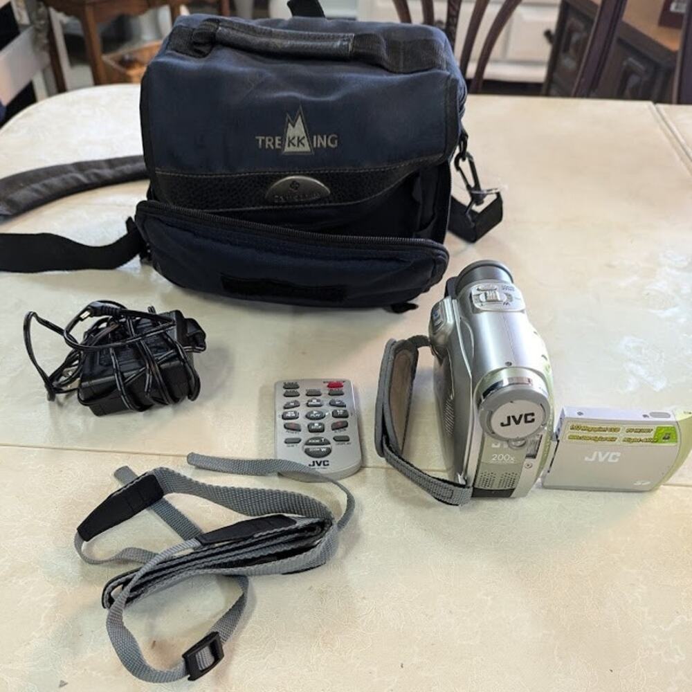 JVC GR-D200U video camera remote strap samsonite bag charger FOR PARTS OR PROPS